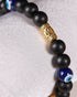 Samaara - Black Matte Beads With Golden Charm & Blue Evil Eye Women's Energy Bracelet - Atman Urja