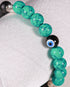 Karishma - Green Howlite & Matte Black Bead Evil Eye Women's Energy Bracelet - Atman Urja