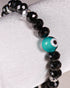 Aarini - Black with Silver Crystal & Teal Evil Eye Women's Energy Bracelet - Atman Urja