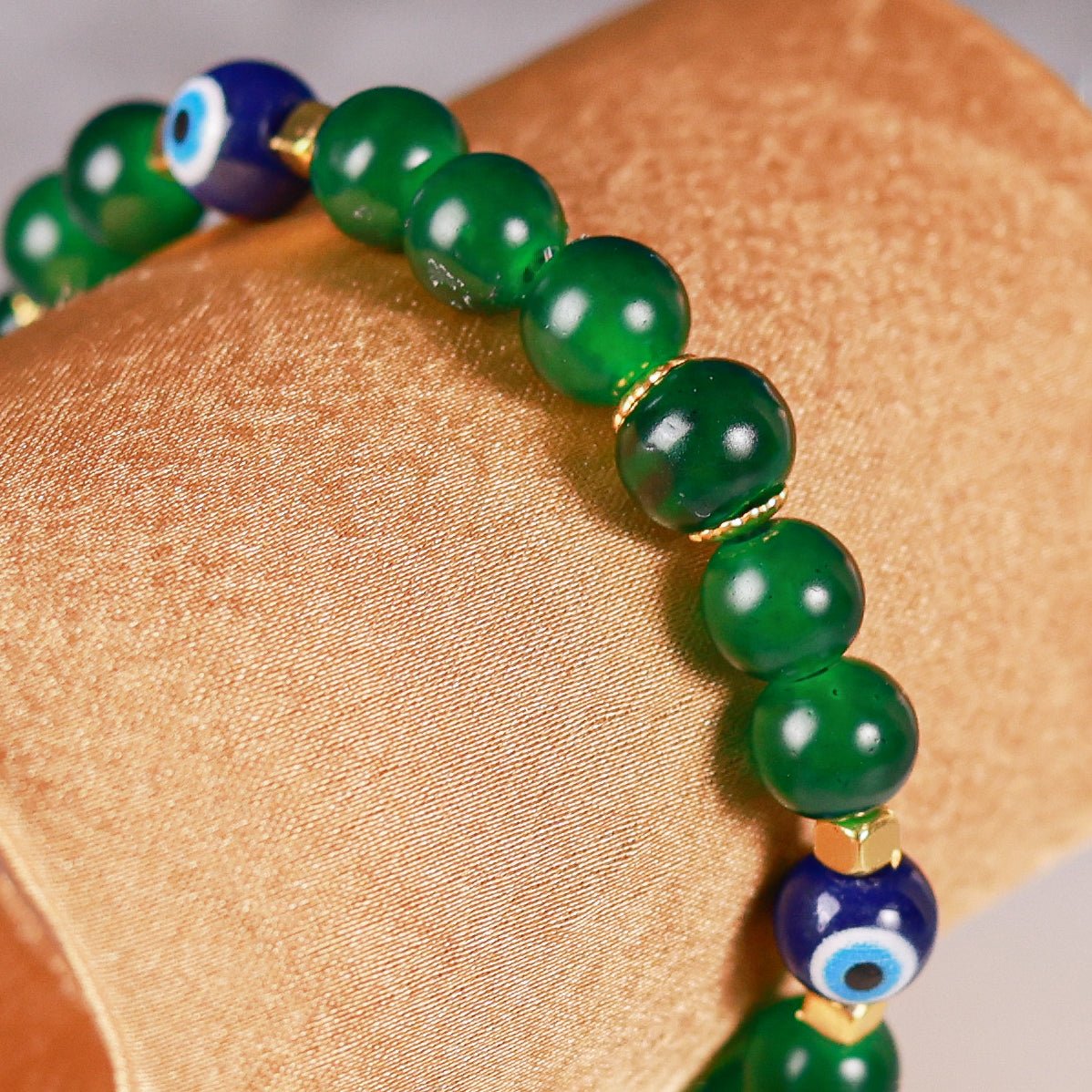 Megha - Green Bead & Blue Evil Eye Women's Energy Bracelet - Atman Urja