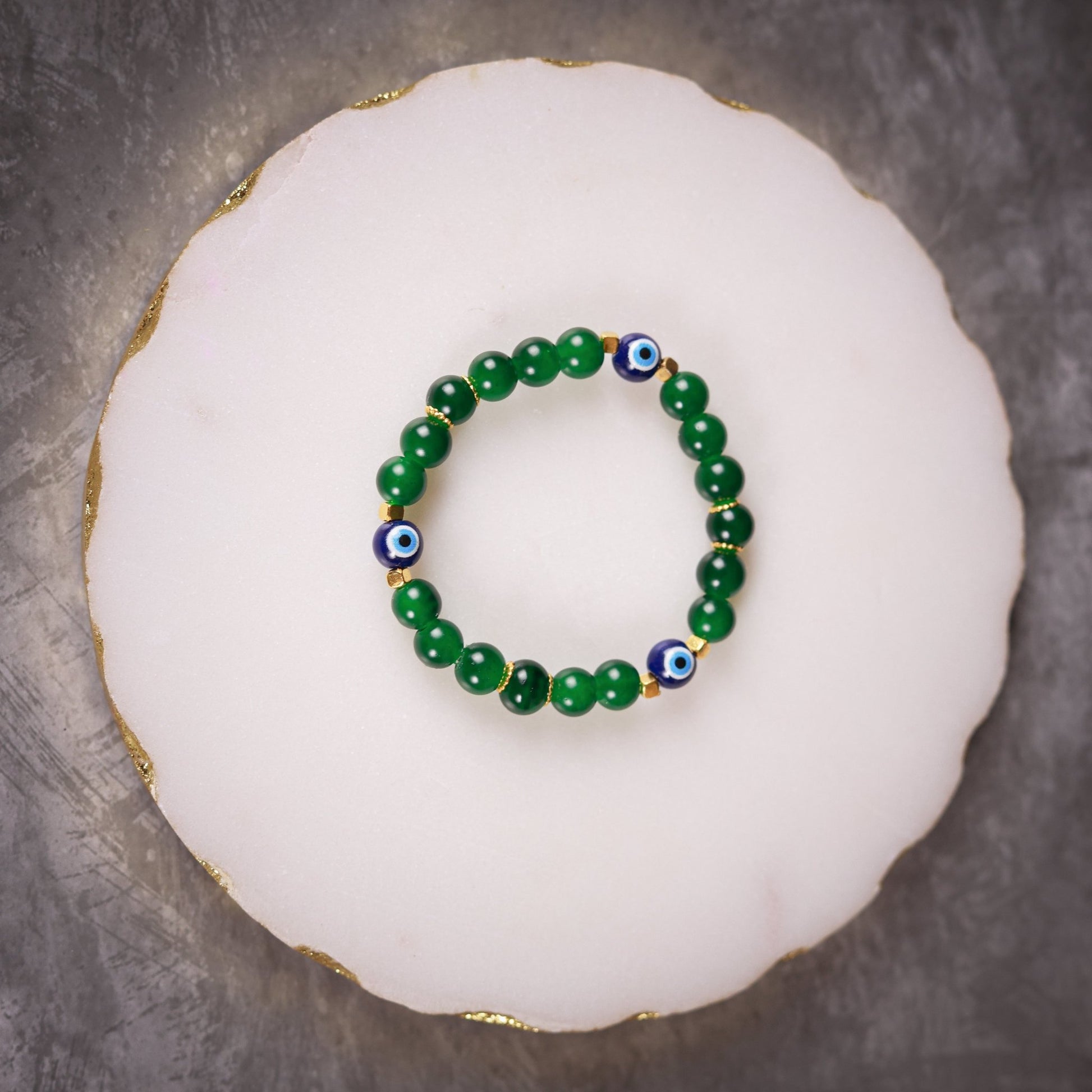 Megha - Green Bead & Blue Evil Eye Women's Energy Bracelet - Atman Urja