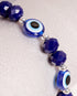 Navy Blue Crystal & Flat Evil Eye Women's Energy Bracelet - Atman Urja