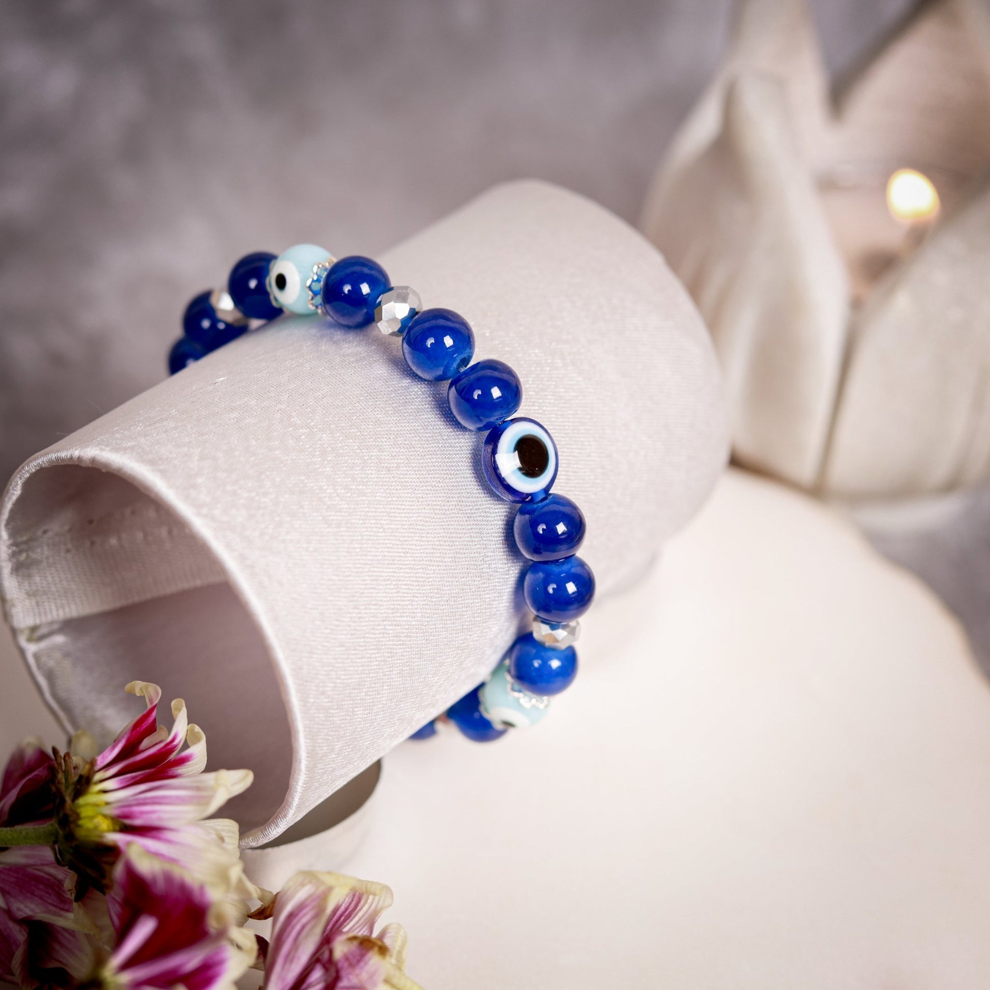 Navy Blue Bead & Sky - Blue Evil Women's Eye Bracelet - Atman Urja