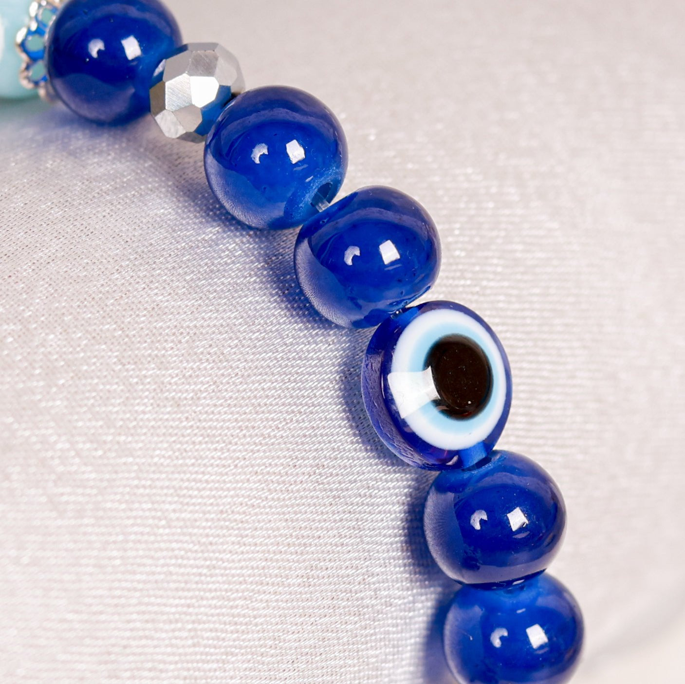 Navy Blue Bead & Sky - Blue Evil Women's Eye Bracelet - Atman Urja