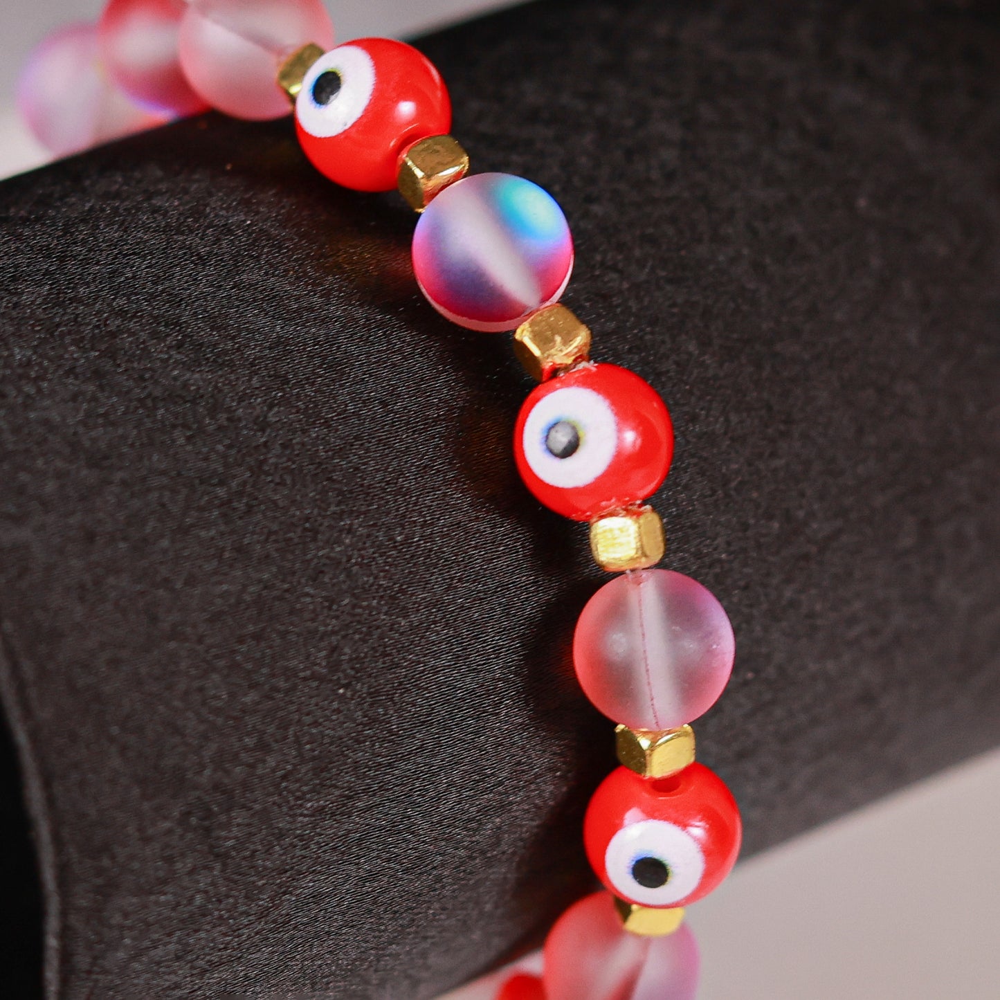 Vibrant Flouroscent Red Evil Eye Women's Energy Bracelet - Atman Urja