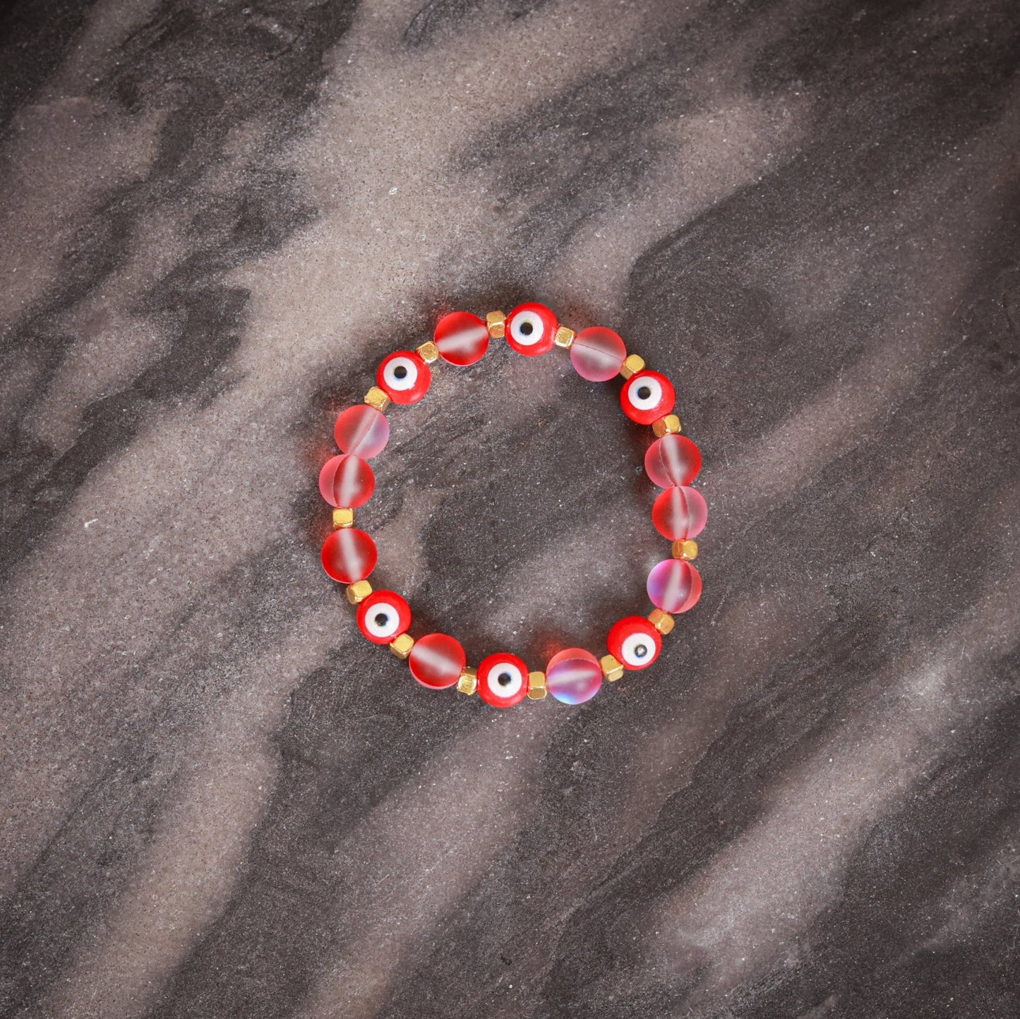 Vibrant Flouroscent Red Evil Eye Women's Energy Bracelet - Atman Urja