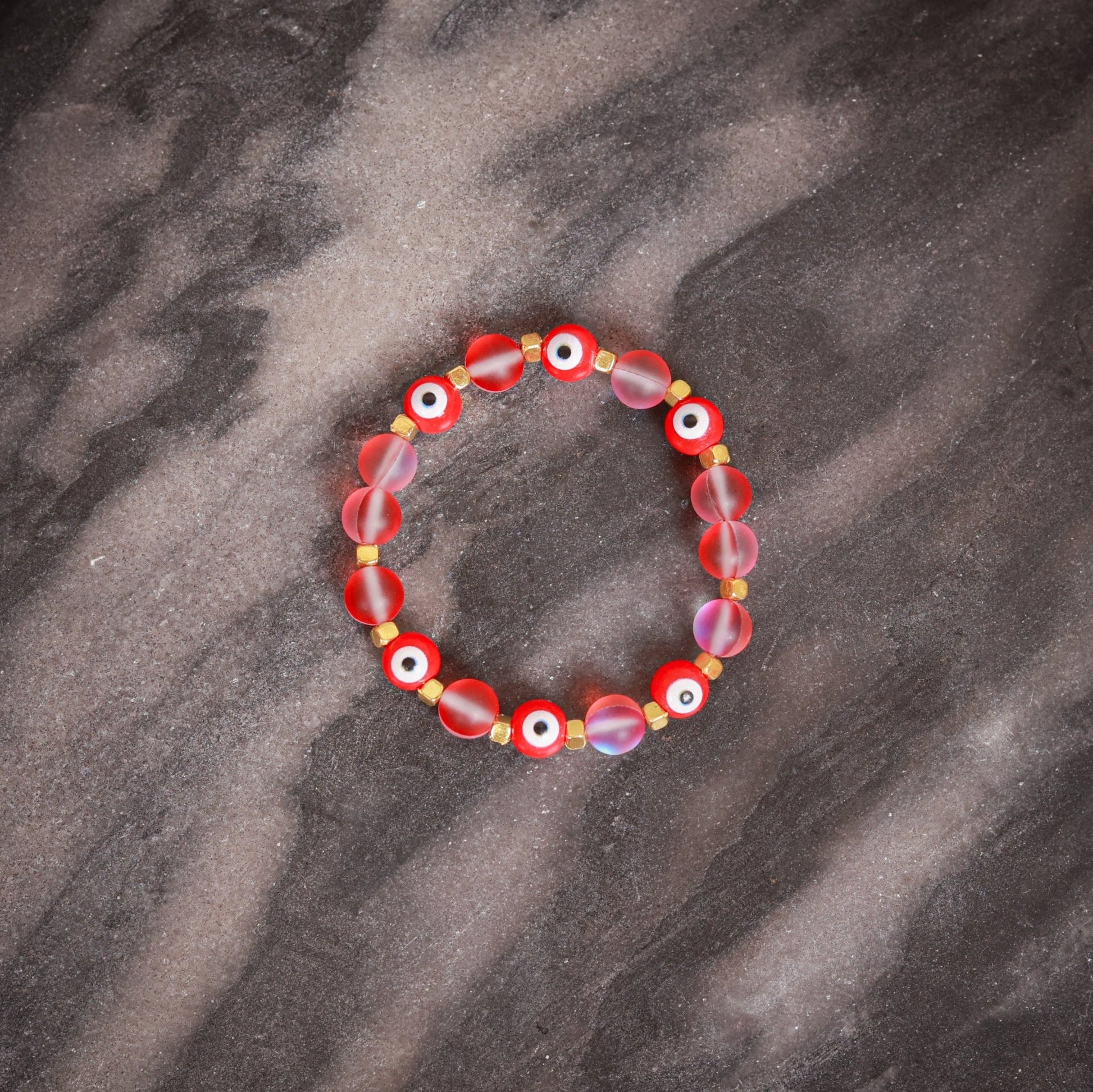 Vibrant Flouroscent Red Evil Eye Women's Energy Bracelet - Atman Urja