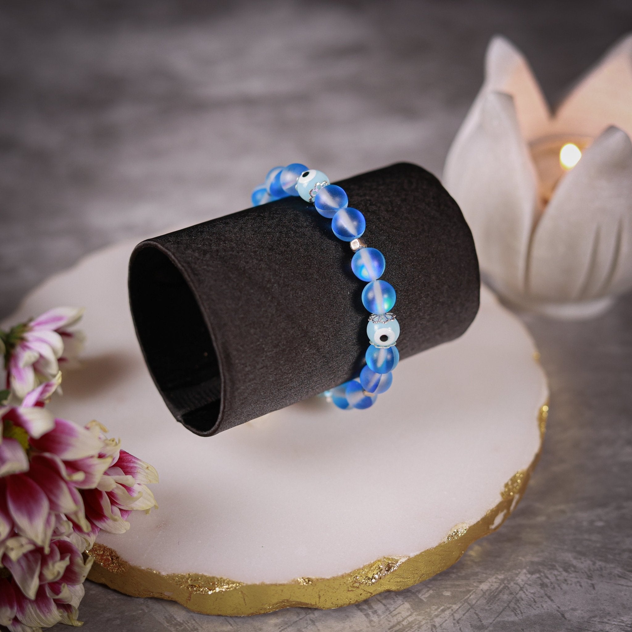 Ashima - Serene Flouroscent Blue Evil Eye Women's Energy Bracelet - Atman Urja