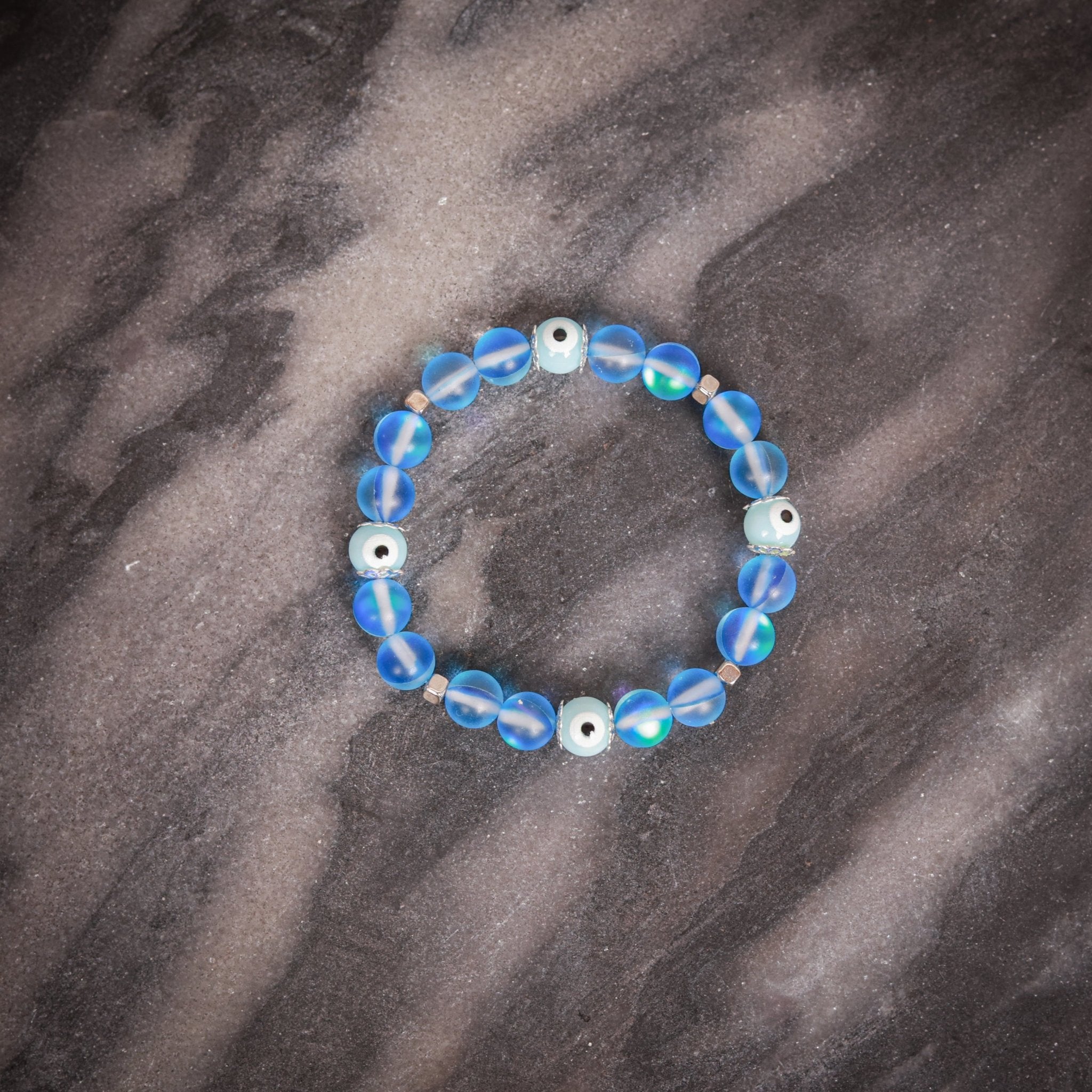 Ashima - Serene Flouroscent Blue Evil Eye Women's Energy Bracelet - Atman Urja