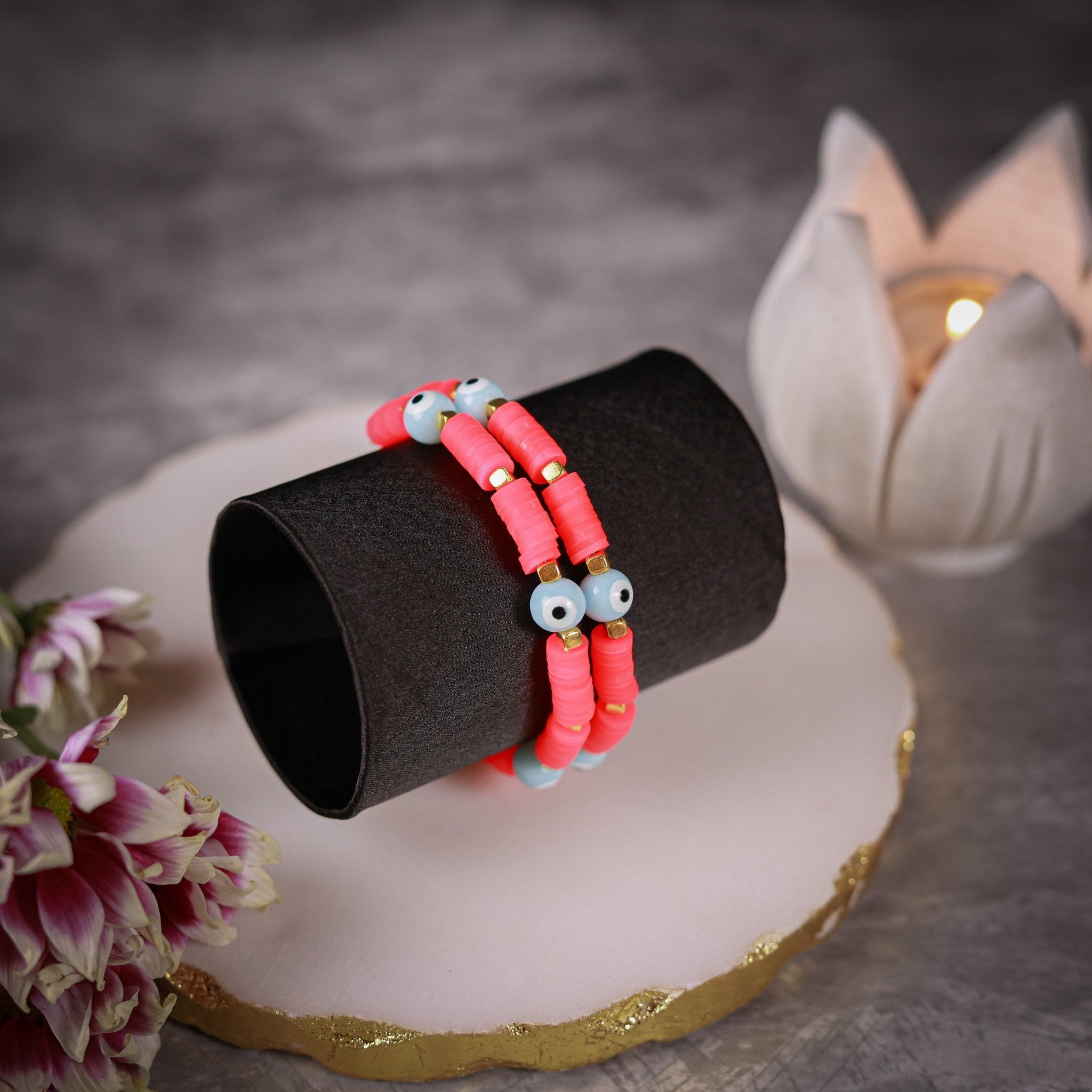 Neon Pink and Blue Evil Eye Women's Energy Bracelet - Atman Urja