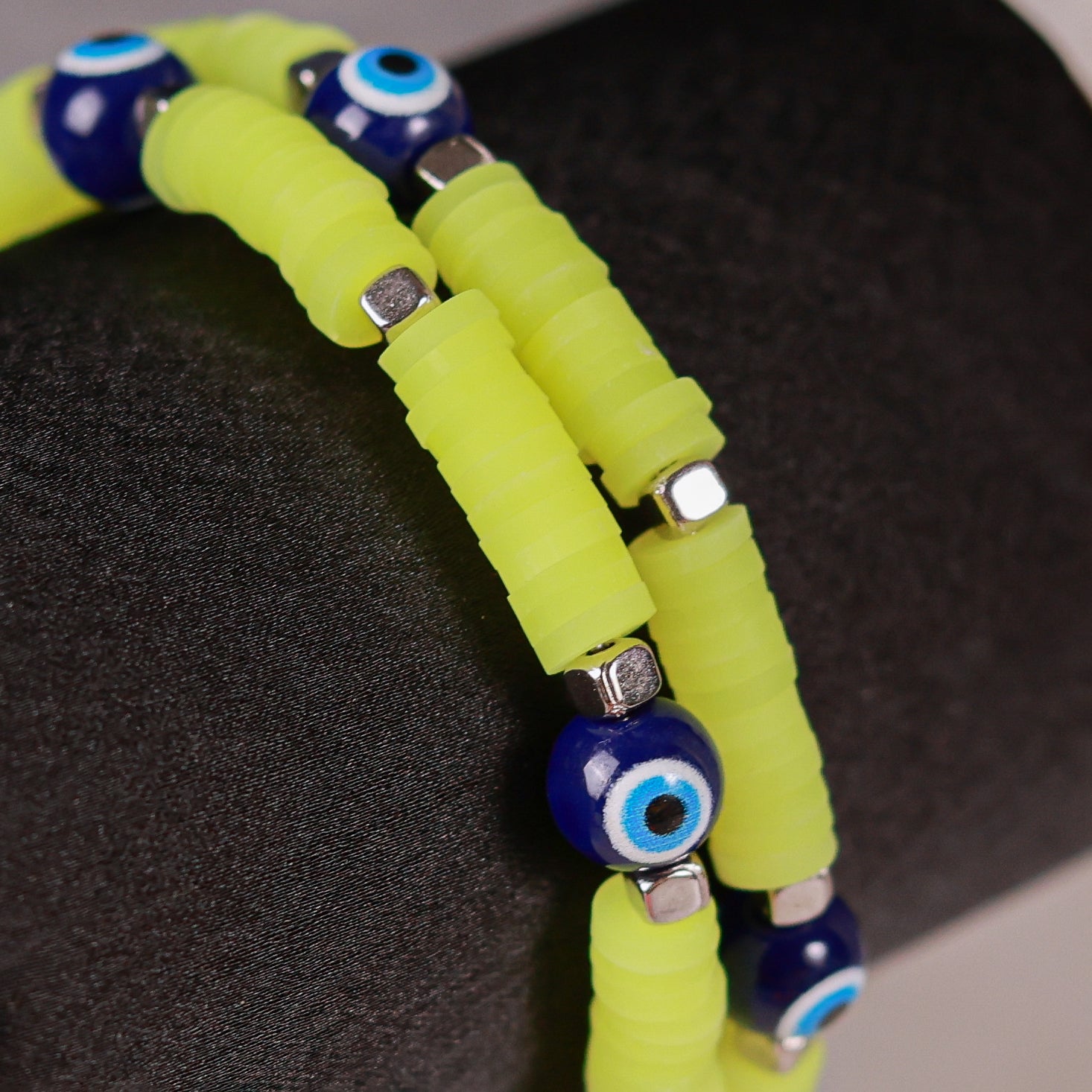 Myra - Neon Green and Blue Evil Eye Women's Energy Bracelet - Atman Urja