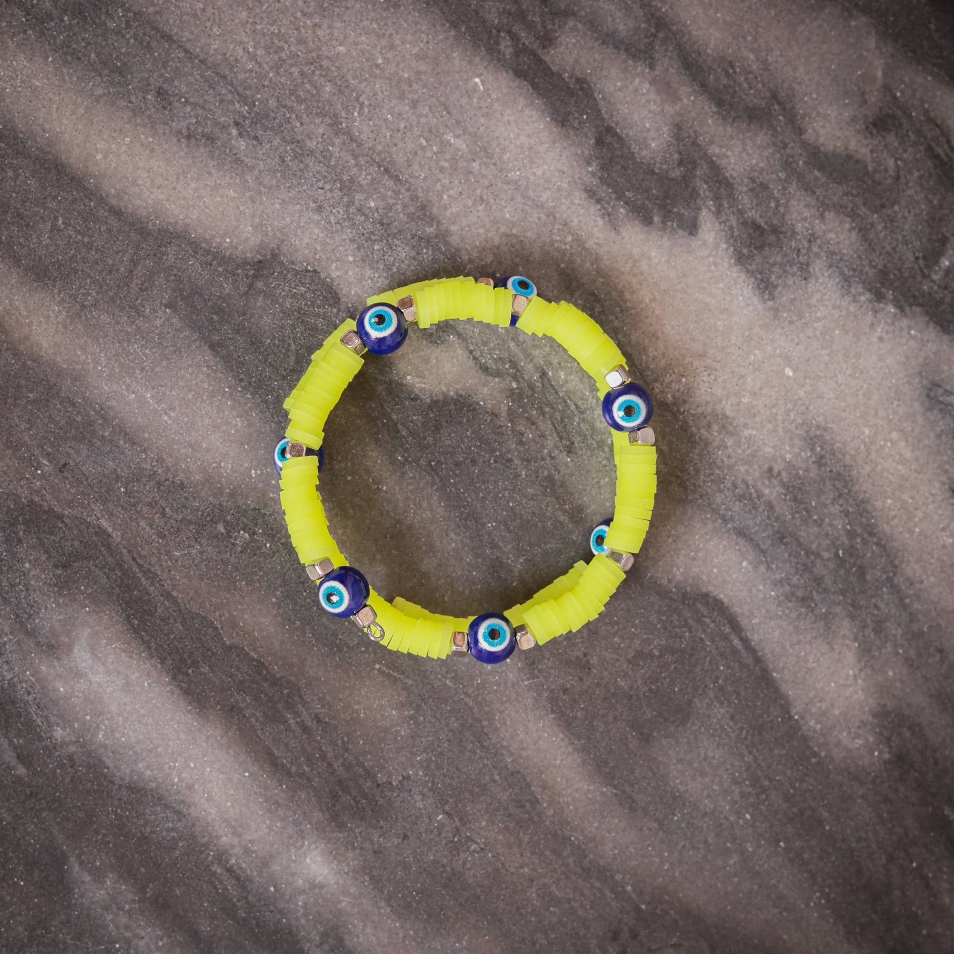 Myra - Neon Green and Blue Evil Eye Women's Energy Bracelet - Atman Urja