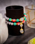 Kavya - Dual Strand Grey Crystal And Green Howlite Evil Eye Women's Energy Bracelet - Atman Urja