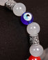 Grey Bead With Silver Charm & Red Evil Eye Men's Energy Bracelet - Atman Urja