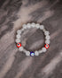 Grey Bead With Silver Charm & Red Evil Eye Men's Energy Bracelet - Atman Urja