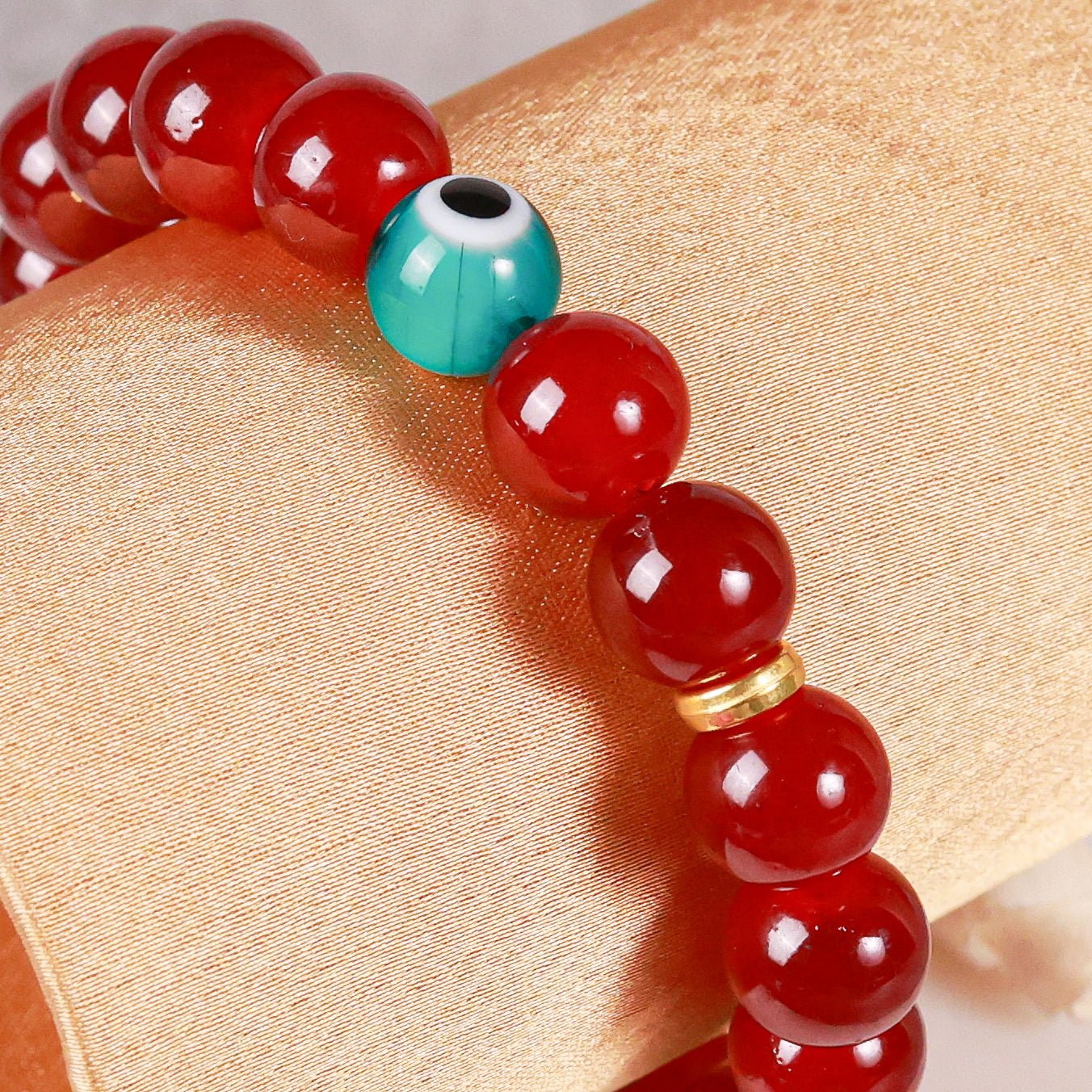 Maroon Bead & Teal Evil Eye Men's Energy Bracelet - Atman Urja