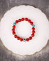 Maroon Bead & Teal Evil Eye Men's Energy Bracelet - Atman Urja