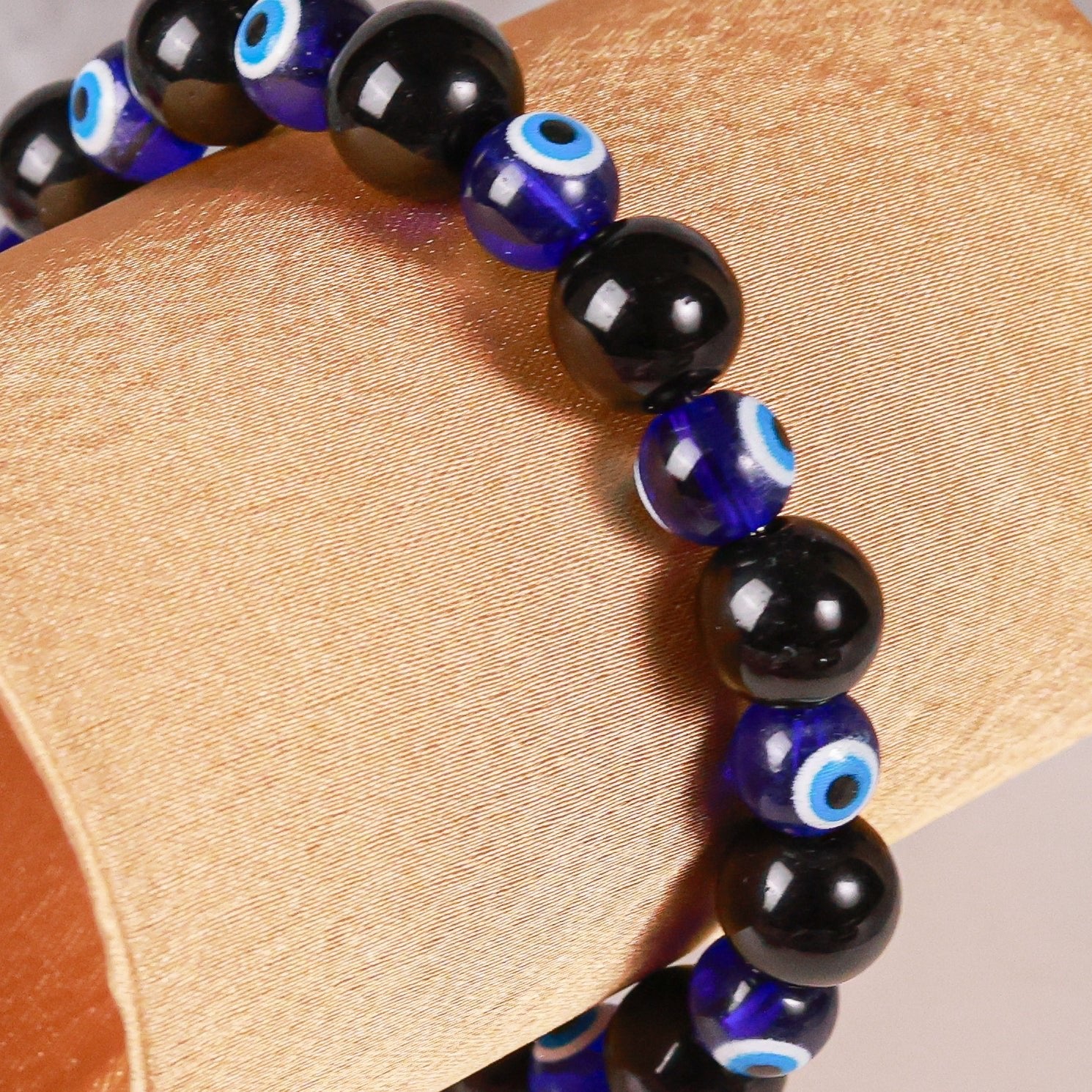 Black Bead & Navy Blue Multi Evil Eye Men's Energy Bracelet - Atman Urja