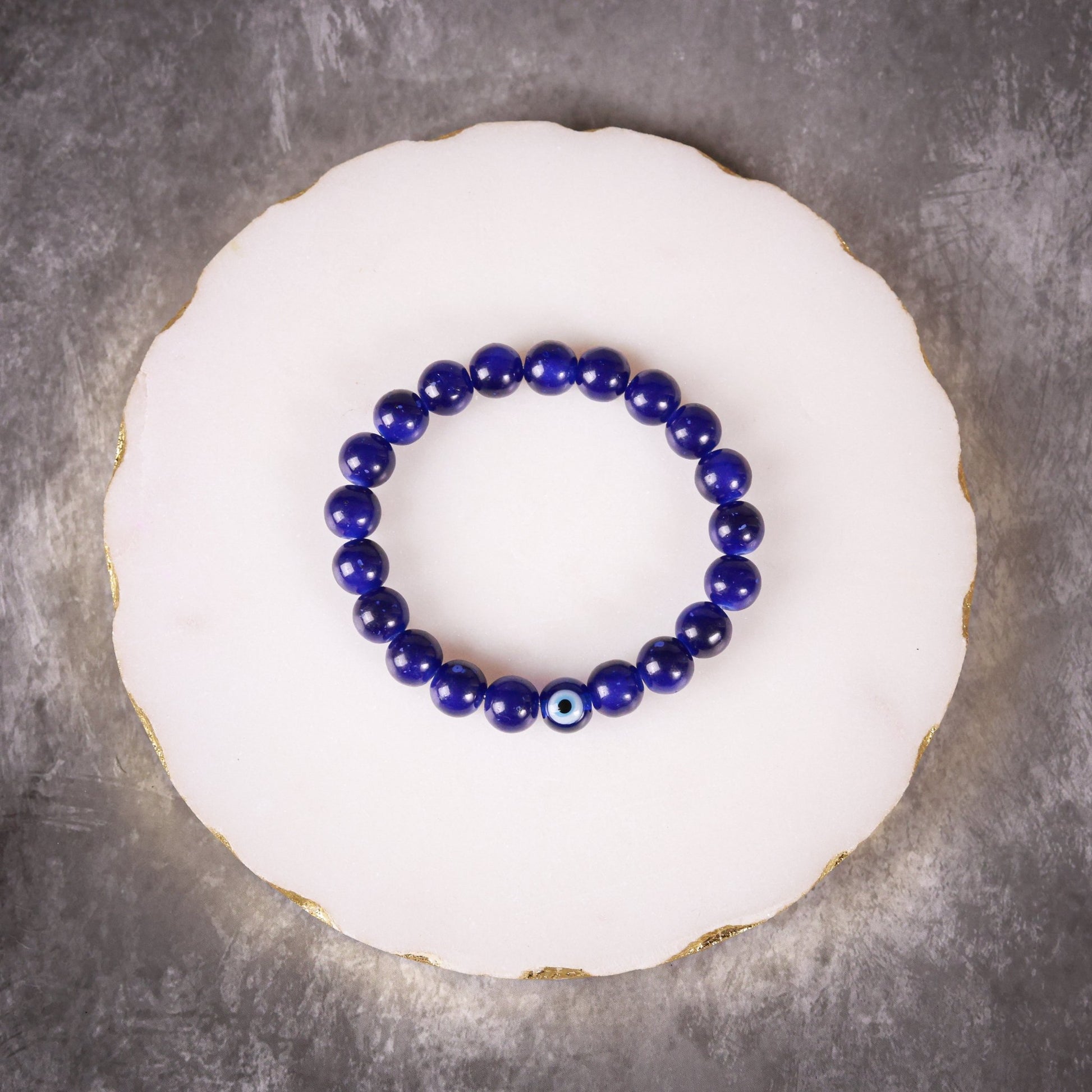 Navy Blue Bead Evil Eye Men's Energy Bracelet - Atman Urja