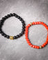 Durvasa - Stress Relief. Orange Crystal and Black Beads Energy Bracelet With Buddha Charm - Atman Urja